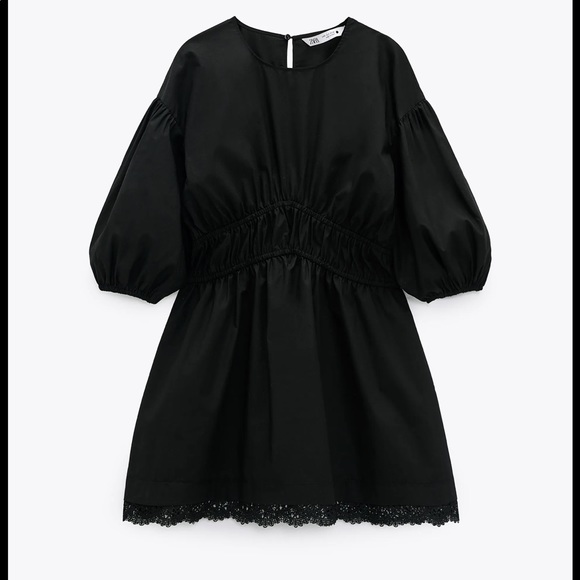 Zara black mini dress with lace detail - Picture 3 of 4